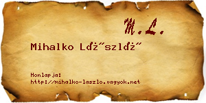 Mihalko László névjegykártya